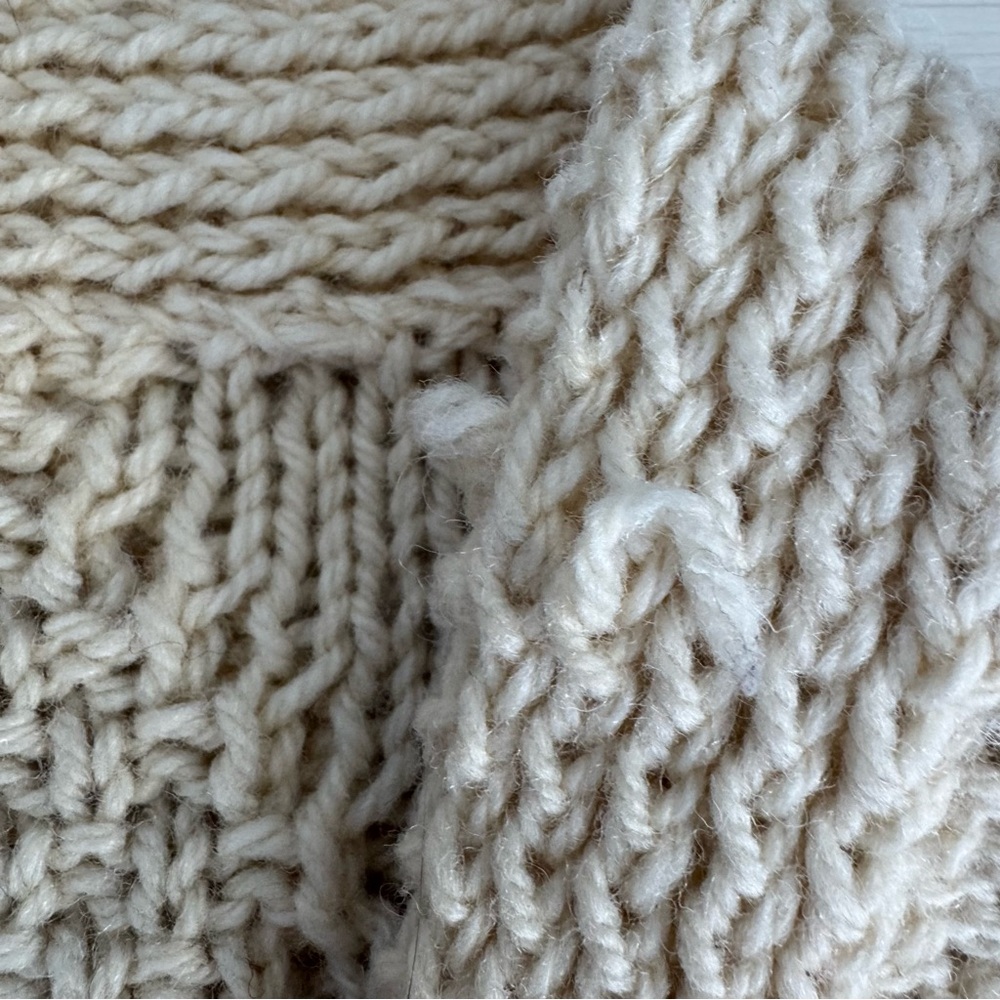 Vintage Handmade Cable Knit Cardigan Fisherman Sweater - Picture 6 of 6